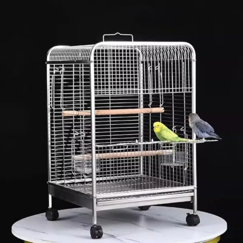 Portable Stainless Bird Cage with Travel Wheels