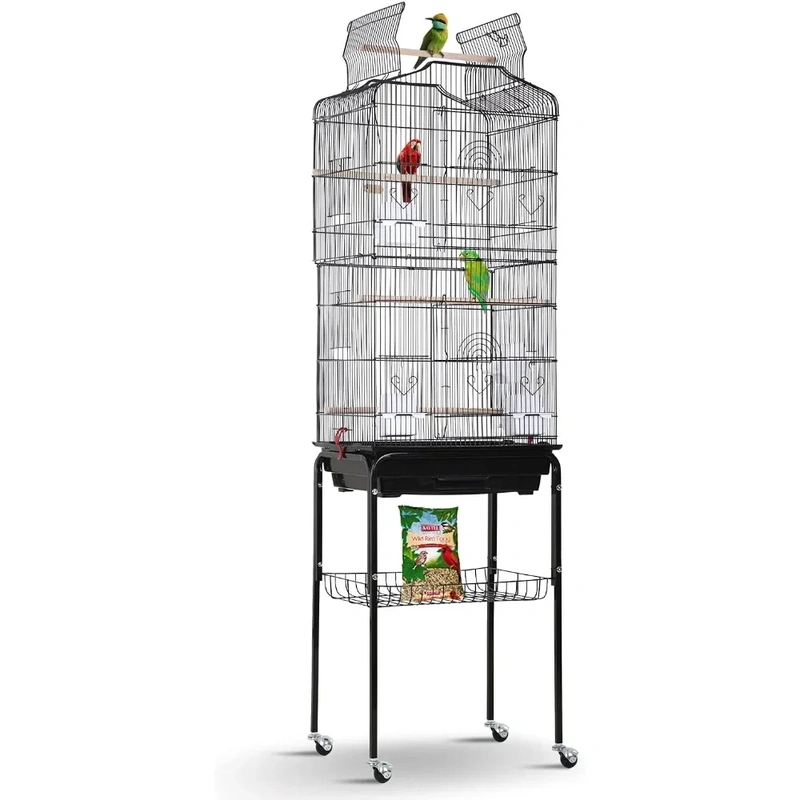 Premium Stainless Bird Cage with Rolling Stand
